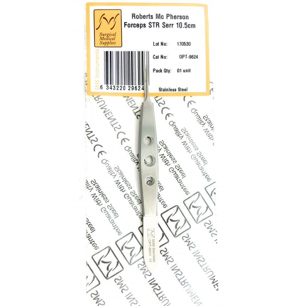 Roberts McPherson Forceps – Straight, Serrated, 10.5 cm